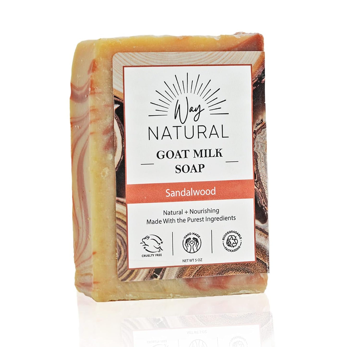 Goat Milk Soap Bar, Sandalwood (1 Natural Soap) - Gentle, No Dyes, Real Goat Milk Bar Soap for Men & Women - Hand & Body Soap Bar, Organic Goat Soap (Large, 5Oz) - Sandalwood Soap Bar