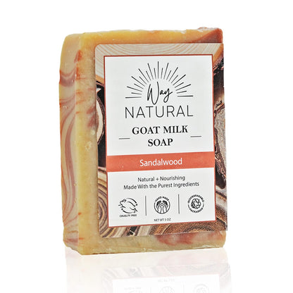 Goat Milk Soap Bar, Sandalwood (1 Natural Soap) - Gentle, No Dyes, Real Goat Milk Bar Soap for Men & Women - Hand & Body Soap Bar, Organic Goat Soap (Large, 5Oz) - Sandalwood Soap Bar